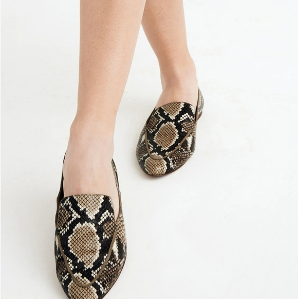 Madewell The Frances Skimmer in Snake Embossed Leather Loafers size 7 - Picture 1 of 10
